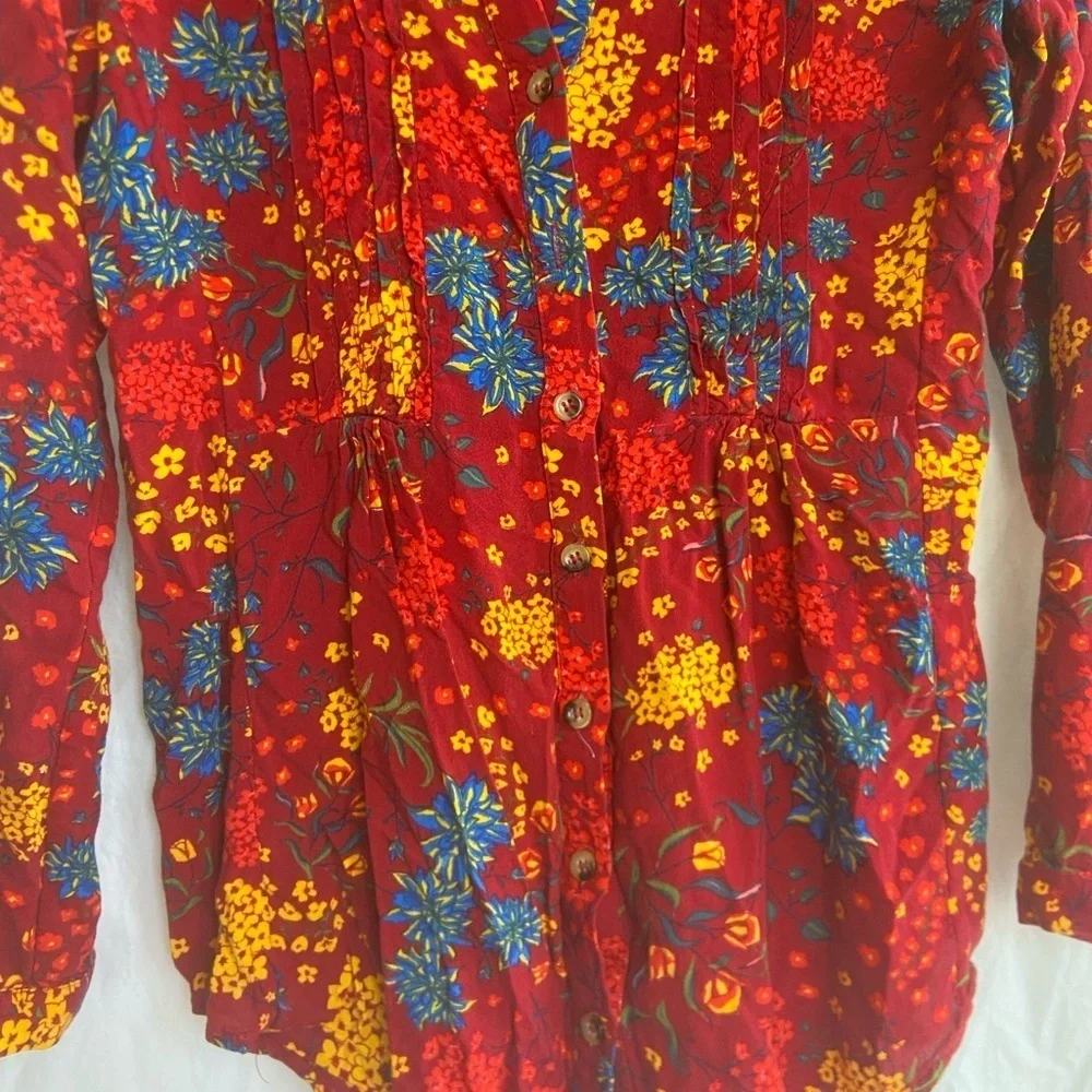 Anthropologie Maeve Floral Pintuck Boho Blouse Size Small - Picture 15 of 15